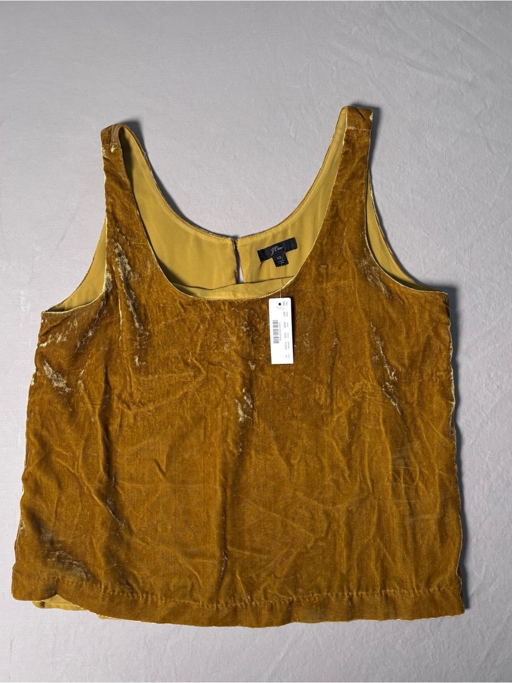 NWT J.Crew Velvet Scoop Neck Tank Top - Vintage Gold / Mustard (Size 10)